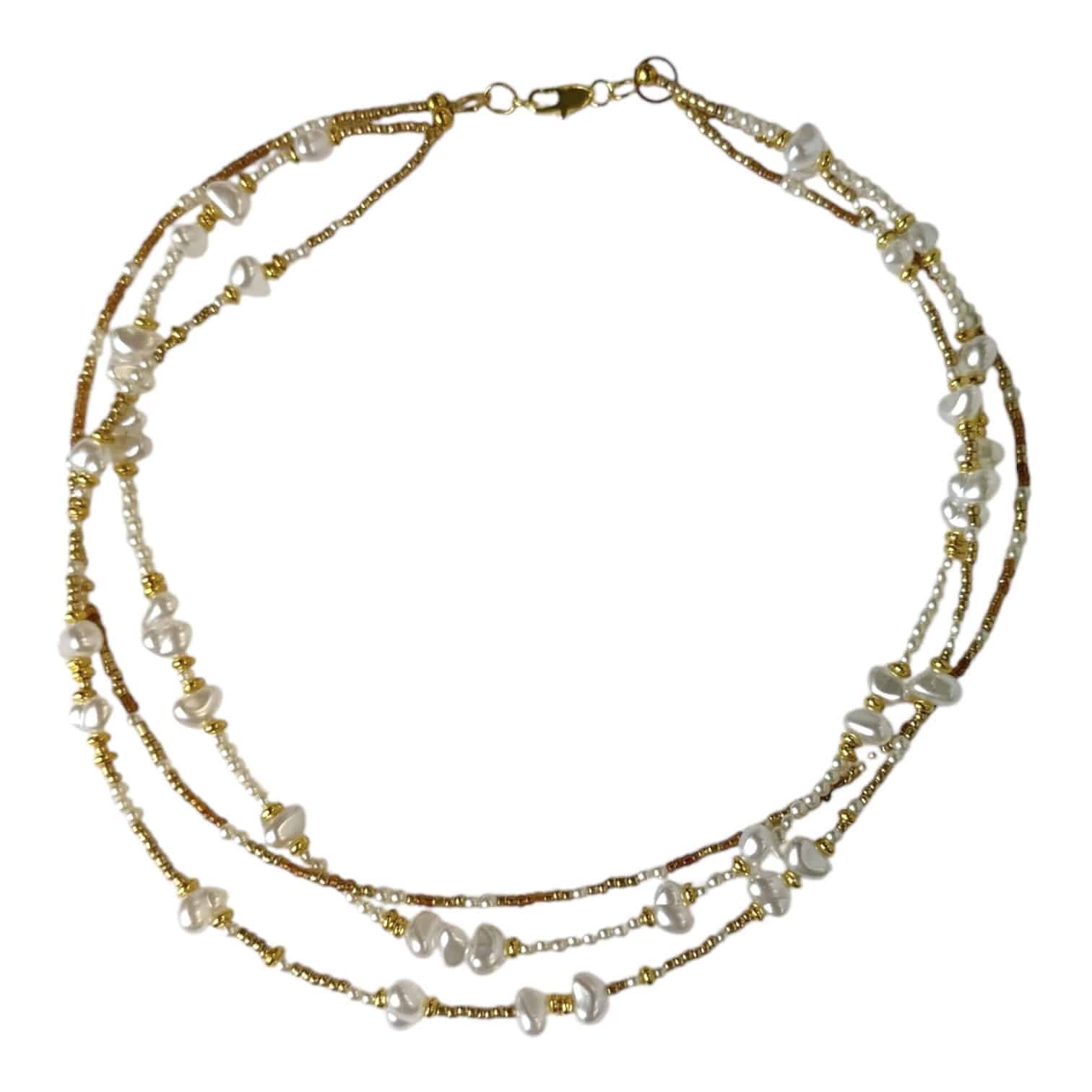 Golden Pearl Cascade Necklace