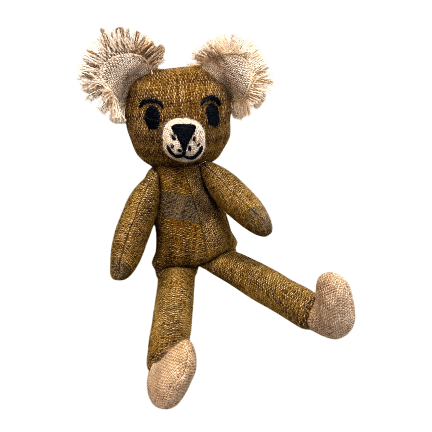 Honey Tumble Teddy is a classic golden teddy bear, handcrafted from alpaca and merino wool with sweet vintage charm by Ashculme Textiles.