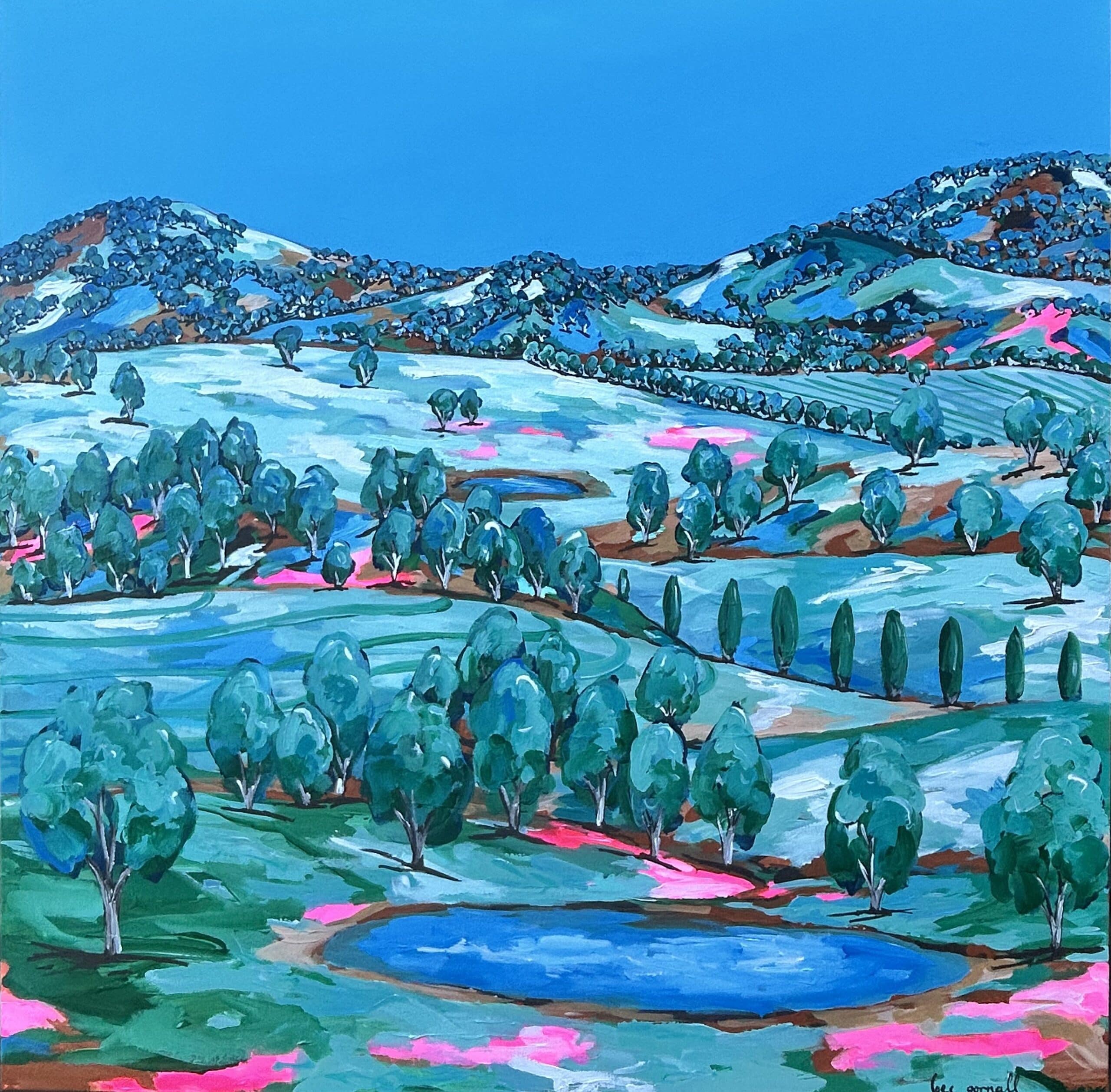 Rebecca Gornall’s vibrant new Riverina landscapes debut at the Sydney Affordable Art Fair—bold, colourful works that celebrate country life with warmth and joy.
