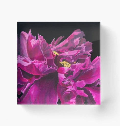 Magenta Peony - Acrylic Art Block
