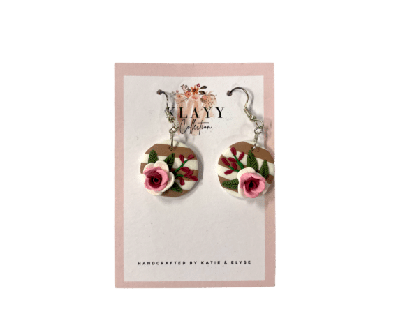 Striped Rose Circle Earring