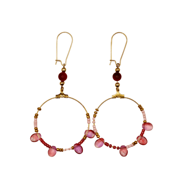 Pink Glass & Gold With Hooks