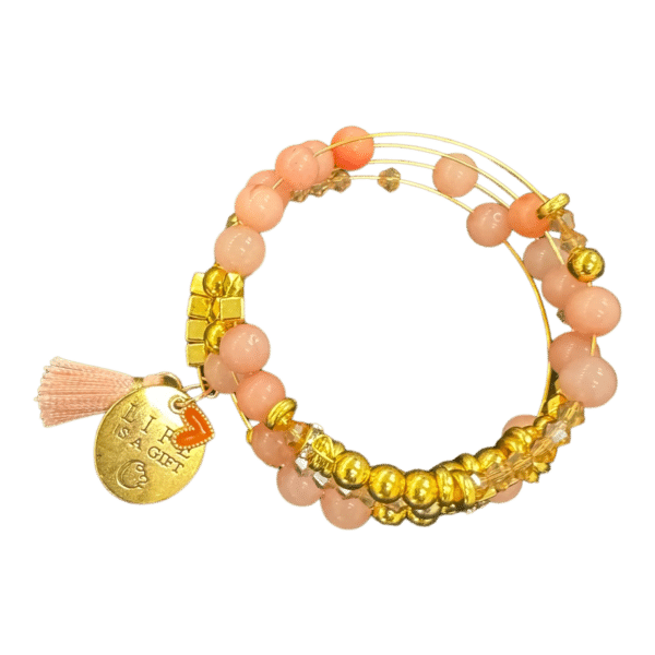 Lake Como Collection - 'Life is a gift' pink quartz bangle