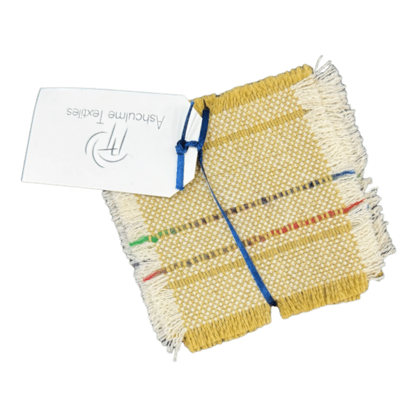 Enhance your home with the Golden Meadow Coaster, featuring bush-dyed alpaca and silk wool in a beautiful blend of golds and creams. Each piece is a unique, handcrafted work of art.