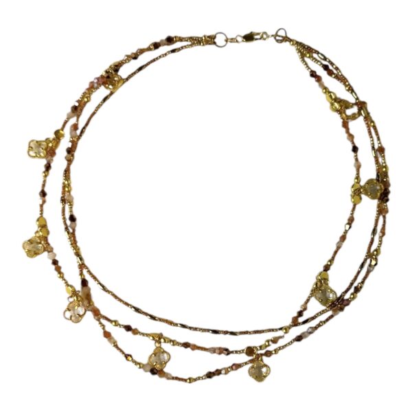 Sunset Glow three strand layered necklace