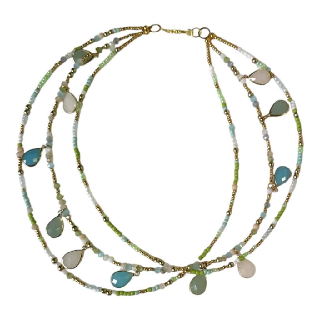 Ocean Breeze three layer necklace in gold