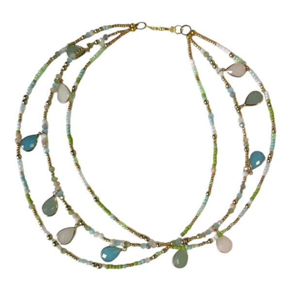 Ocean Breeze three layer necklace in gold