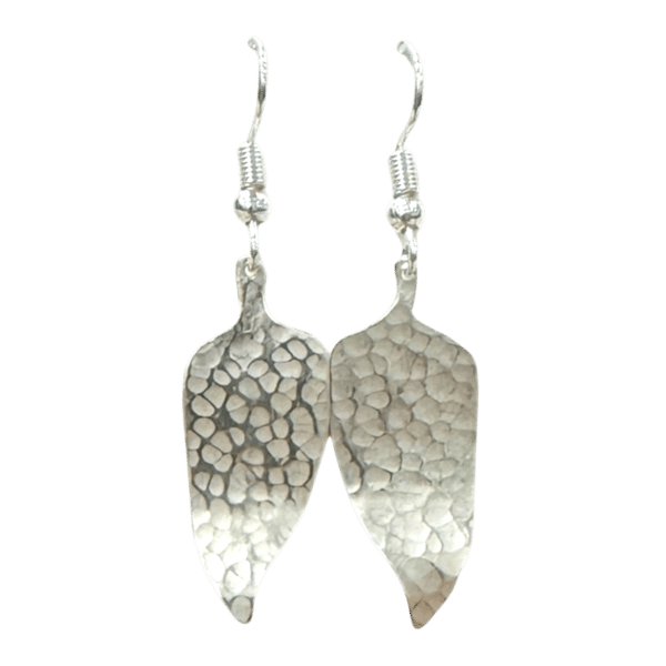 Silver Leaf Impressions Earrings by Kevin Sterling – handcrafted sterling silver with dual textures inspired by native Australian foliage.
