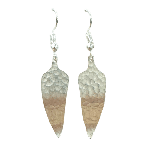 River Stone Taper Earrings – hand-forged silver earrings by Kevin Sterling with a textured, river-washed finish and organic taper shape.
