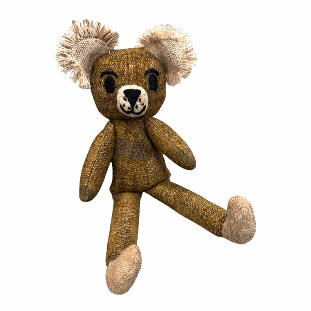 Honey Tumble Teddy is a classic golden teddy bear, handcrafted from alpaca and merino wool with sweet vintage charm by Ashculme Textiles.