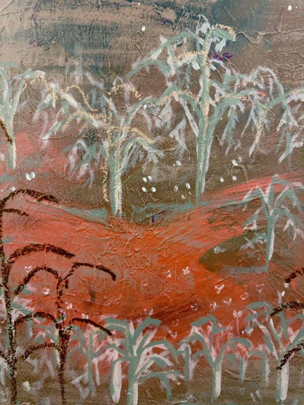 A soft, reflective landscape by Amanda Hinkelmann, Just Me and the Moon glows with quiet strength and deep love for Country.