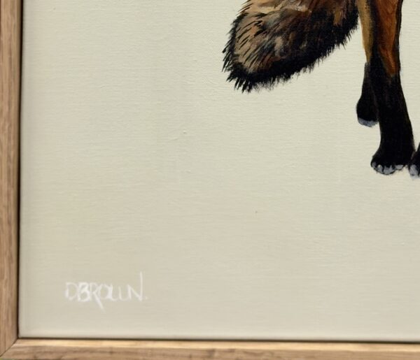 “Foxy Lady” by Donna Brown is a striking acrylic fox portrait, full of poise, earthy colour, and subtle sass, perfect for lovers of nature and style.