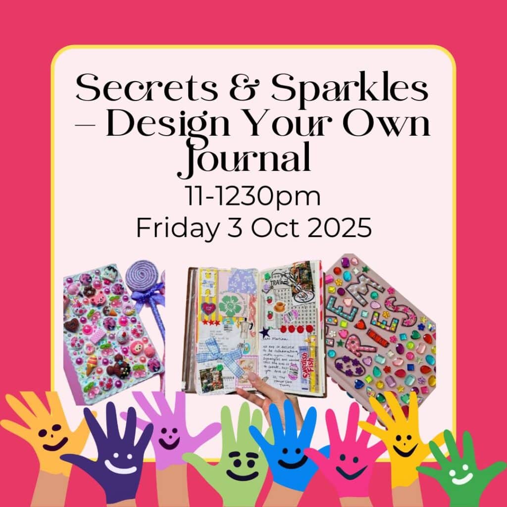 Secrets & Sparkles! Kids design their own secret journals at yellowhouseart. $40 includes all materials, snack & drink.