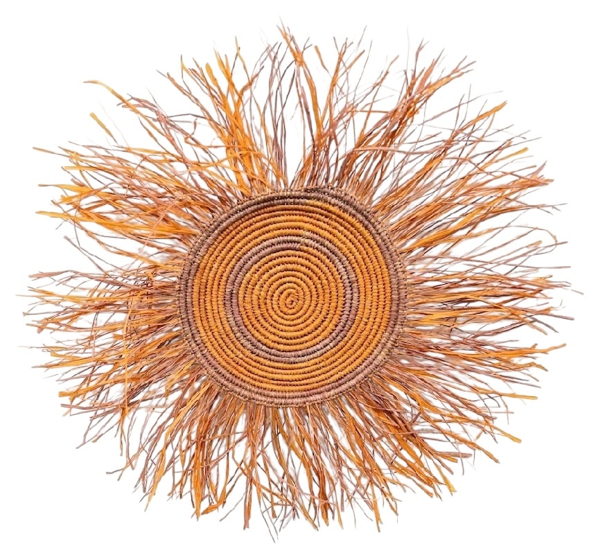 Discover The Emu Collection by Gomeroi artist Debbie Wood — handwoven raffia and emu feather artworks celebrating Country, culture, and connection.