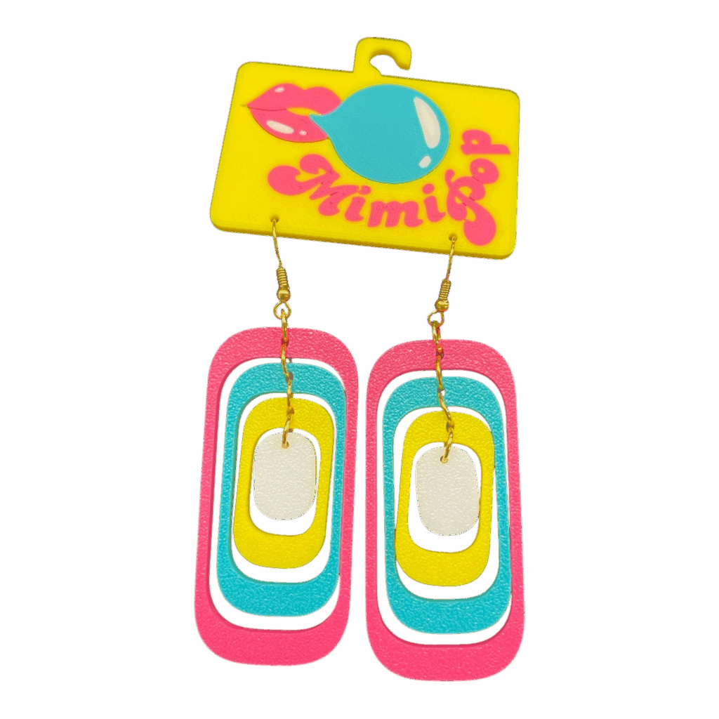 Turn up the fun with Mimipop’s 3D printed earring collection! Bright, bold, and lightweight statement pieces that bring colour and joy to every outfit.
