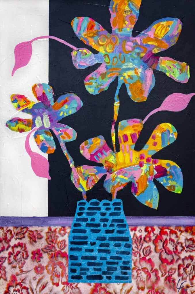 Discover Lindy Farley’s Hothouse Flowers collection—vibrant mixed media florals bursting with colour, energy, and joy. Contemporary Australian art at its finest.